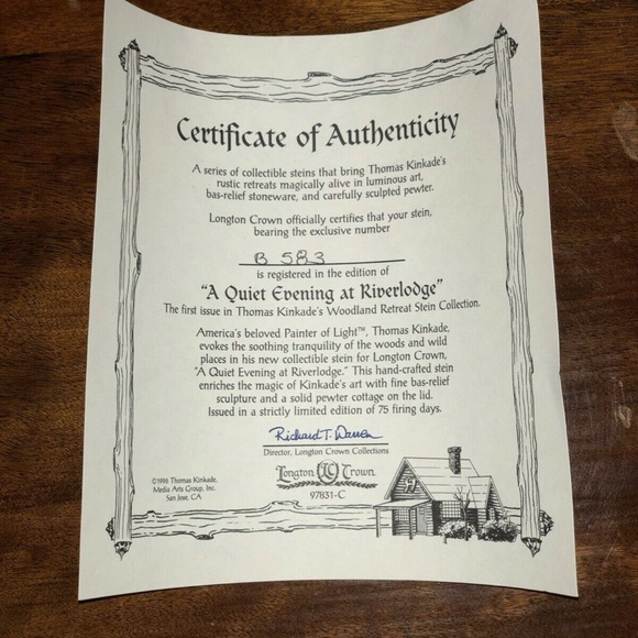 Thomas Kinkade Stein A Quiet Evening At Riverlodge Stein-1996-man’s gift idea - Picture 5 of 7